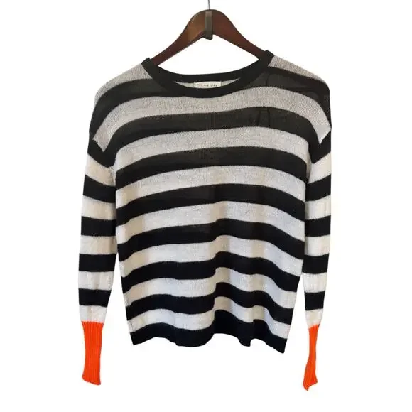 ANTHROPOLOGIE Little Lies Stripe Contrast Sweater Nuuly Sz Med/Large Wool Blend - Picture 2 of 8